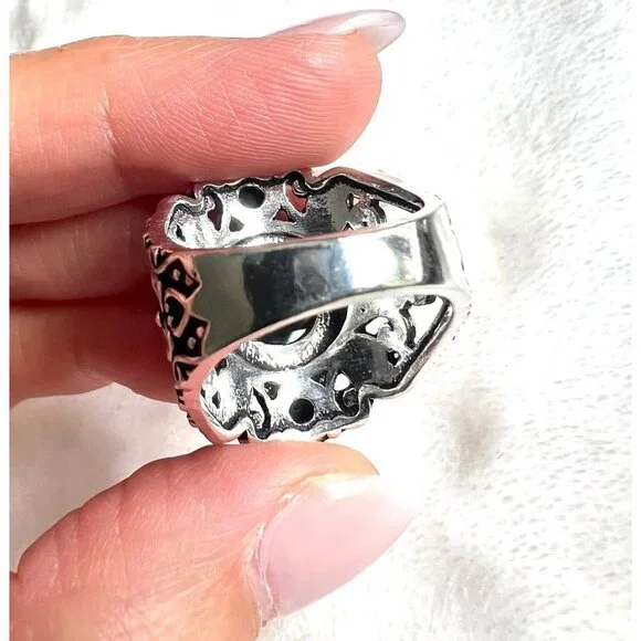 925 Protection Onyx 5 Stone Ring Sz 7 - Picture 4 of 6